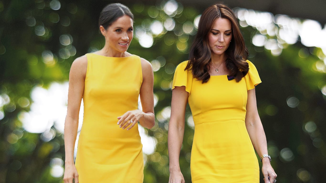 Zwei Blaublüter in Gelb: Herzogin Meghan und Herzogin Kate zeigen sich von ihrer sonnigen Seite.