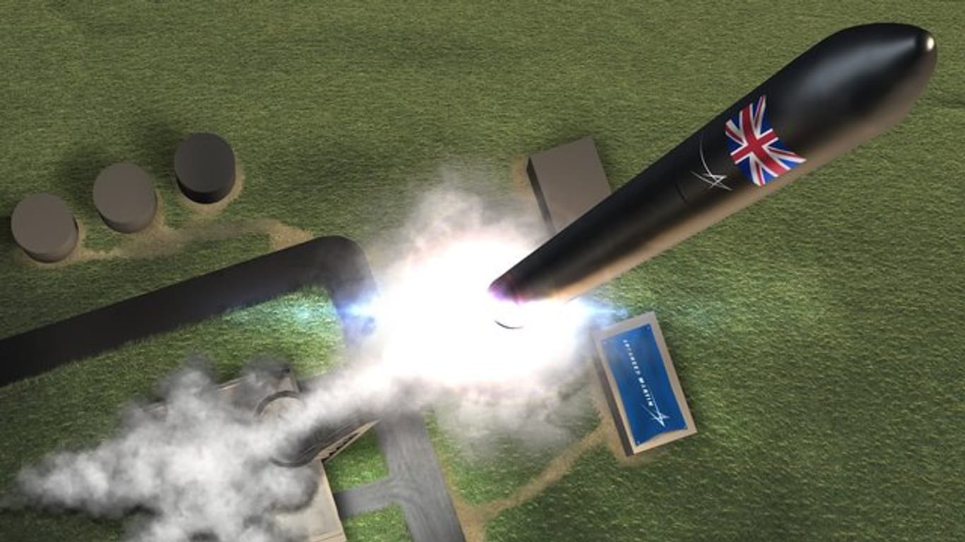 Zukunftvision: Die Animation zeigt eine Rakete, die aus dem Weltraumbahnhof an der Halbinsel A'Mhoine in der schottischen Grafschaft Sutherland startet.
