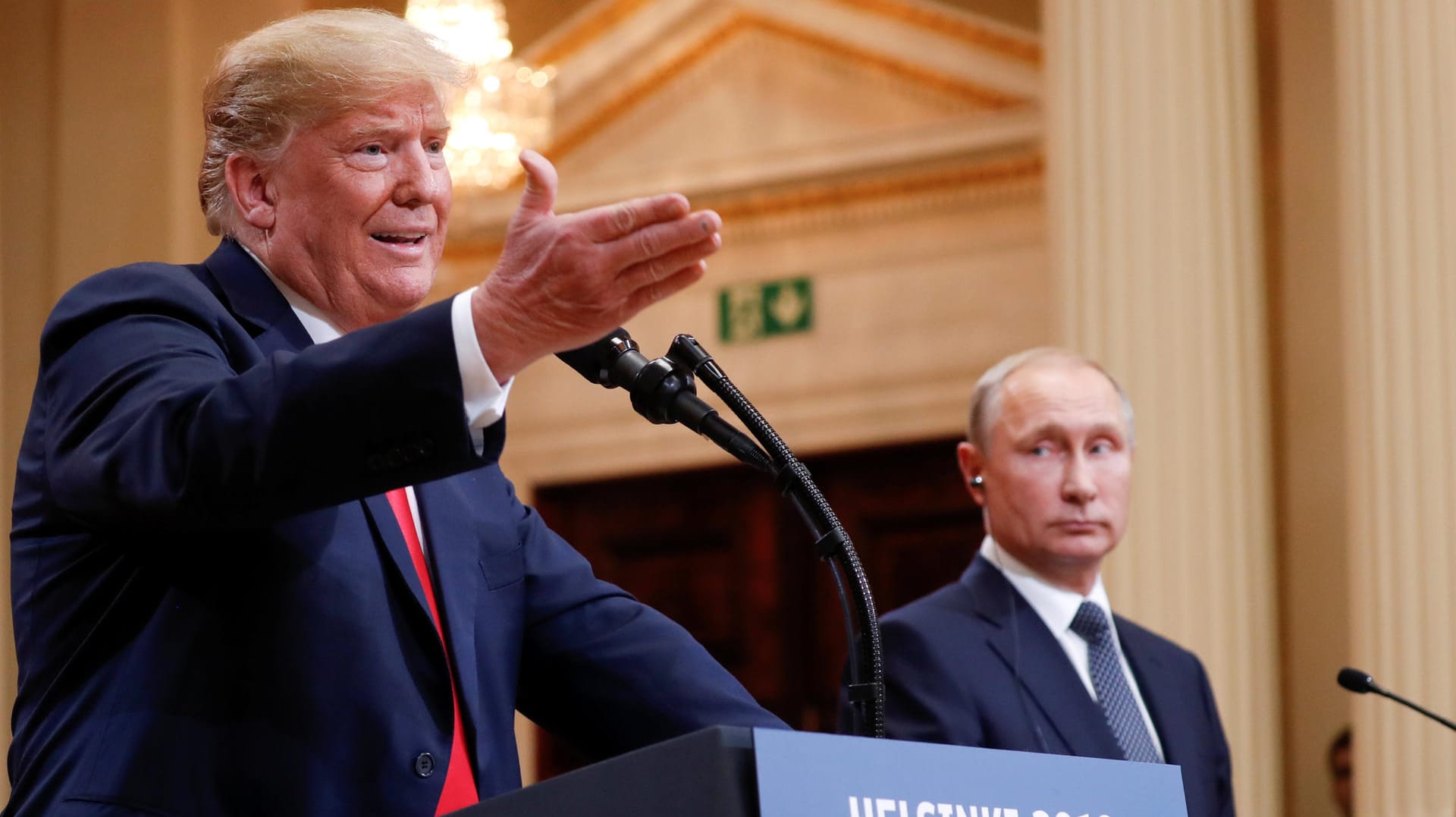 Donald Trump und Wladimir Putin: Trump nutzte die Pressekonferenz in Helsinki, um seinen Wahlkampf zu verteidigen.