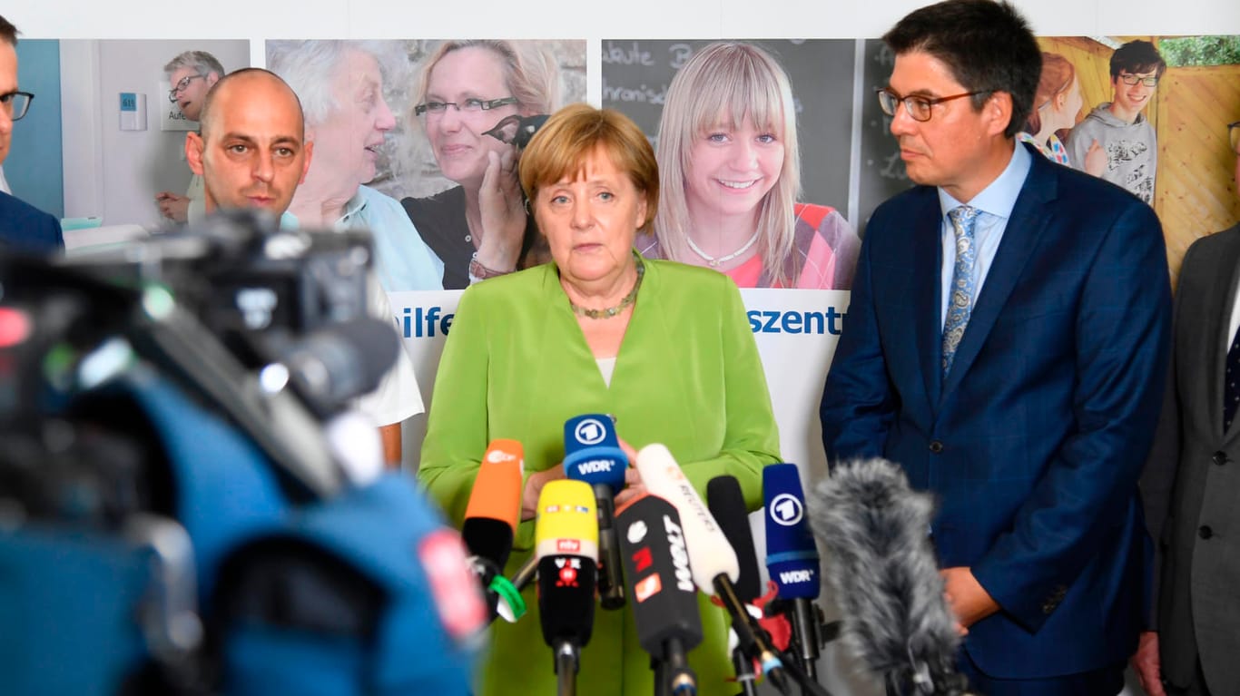 Angela Merkel: Die Bundeskanzlerin betonte in Paderborn eine erforderliche faire Bezahlung für Pflegekräfte.