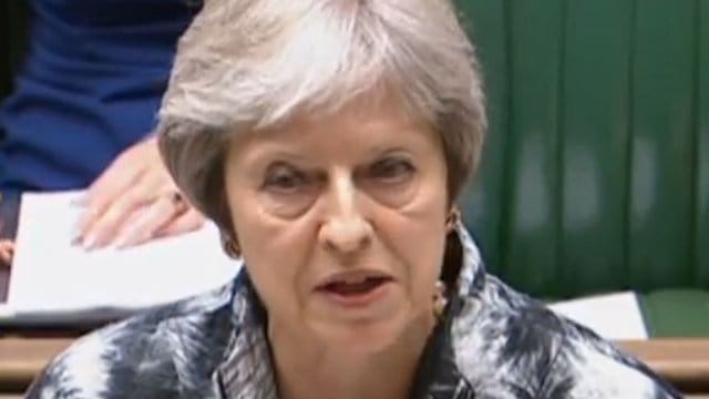 Premierministerin Theresa May spricht im Unterhaus des britischen Parlaments. Premierministerin Theresa May spricht im Unterhaus des britischen Parlaments.