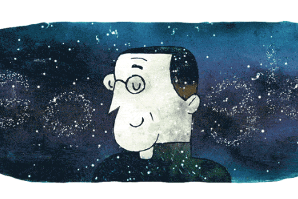 Google Doodle zur Ehren von Georges Lemaître: Albert Einstein lehnte seine Theorie des Urknalls zunächst ab.