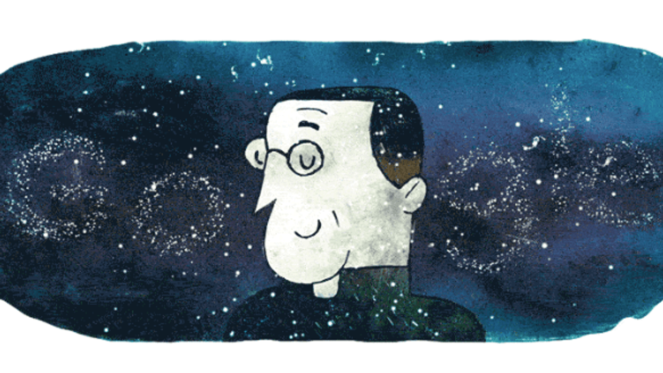 Google Doodle zur Ehren von Georges Lemaître: Albert Einstein lehnte seine Theorie des Urknalls zunächst ab.