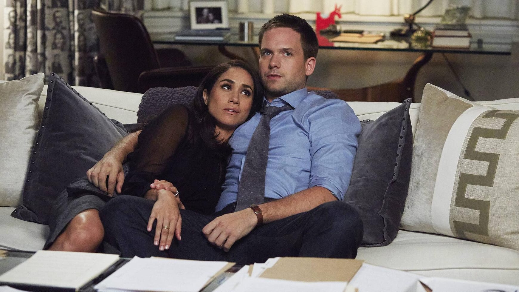 Serienpaar: Meghan und Patrick als Rachel und Mike in "Suits".