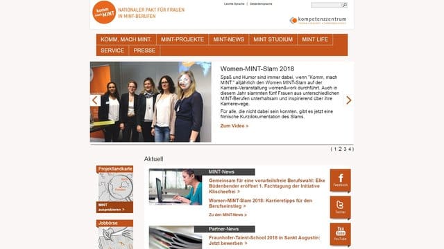 Die Website komm-mach-mint.
