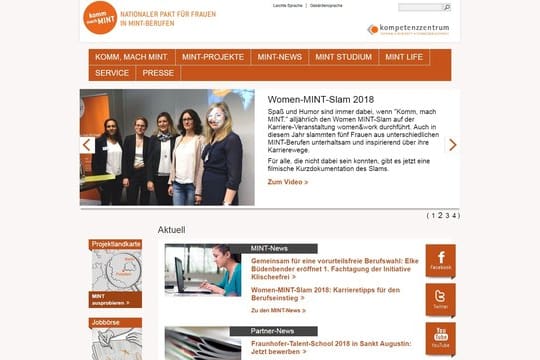 Die Website komm-mach-mint.