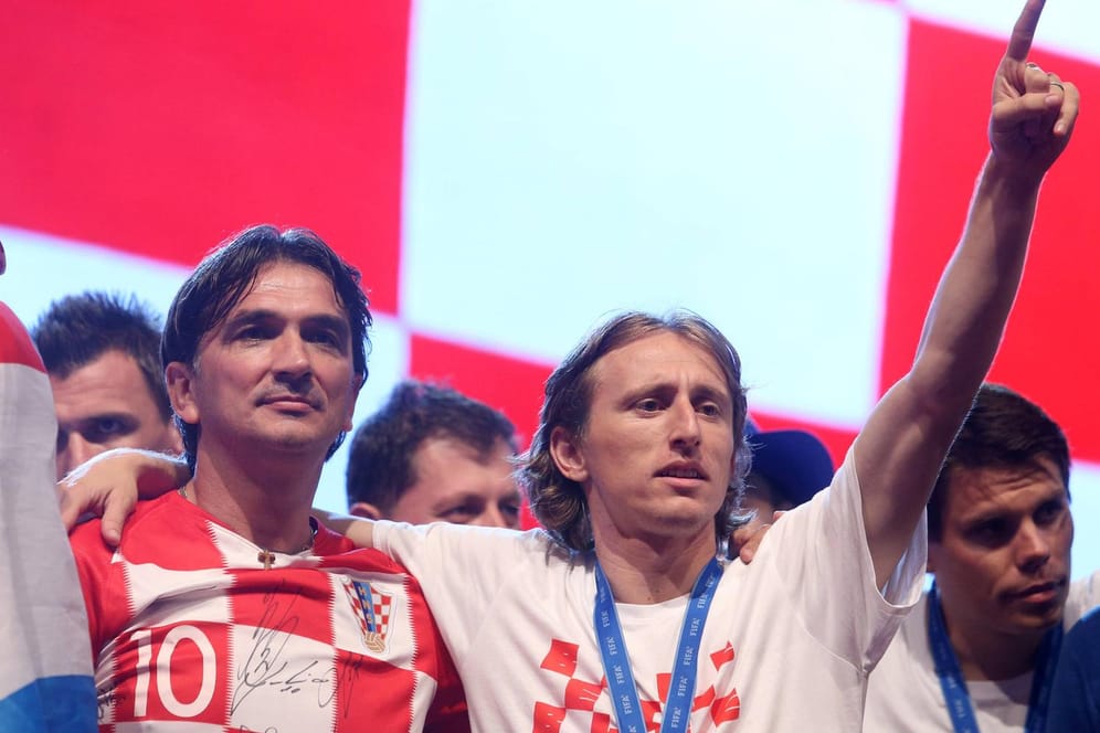 Jubel trotz Niederlage im WM-Finale: Kroatiens Nationaltrainer Zlatko Dalić (li.) und Luka Modrić.