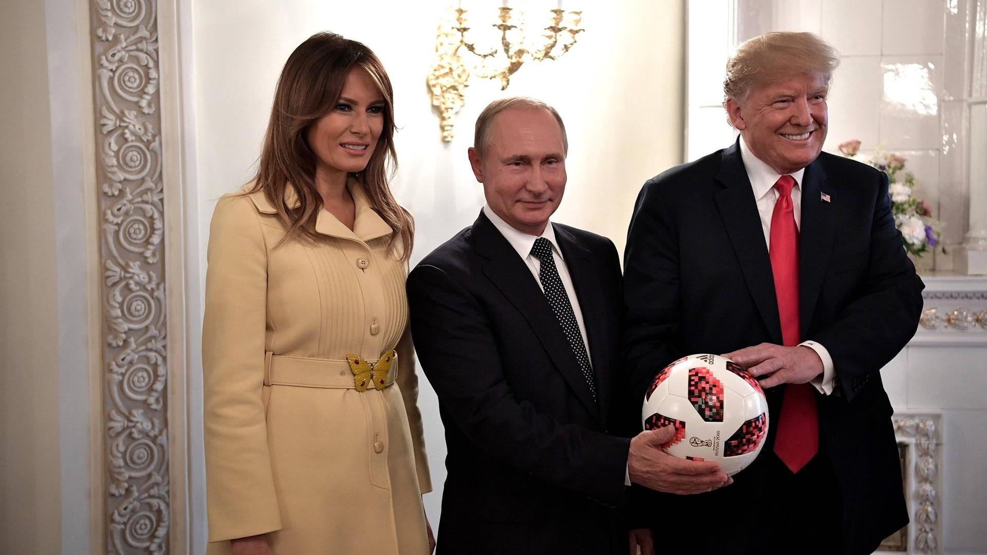 Treffen in Finnland: Melania Trump, Vladimir Putin und Donald Trump.
