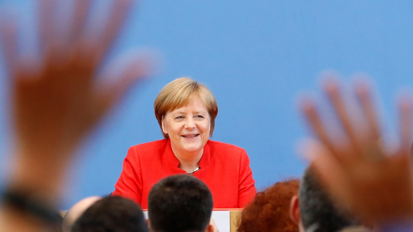 Viele Fragen: Bundeskanzlerin Angela Merkel in der Bundespressekonferenz.