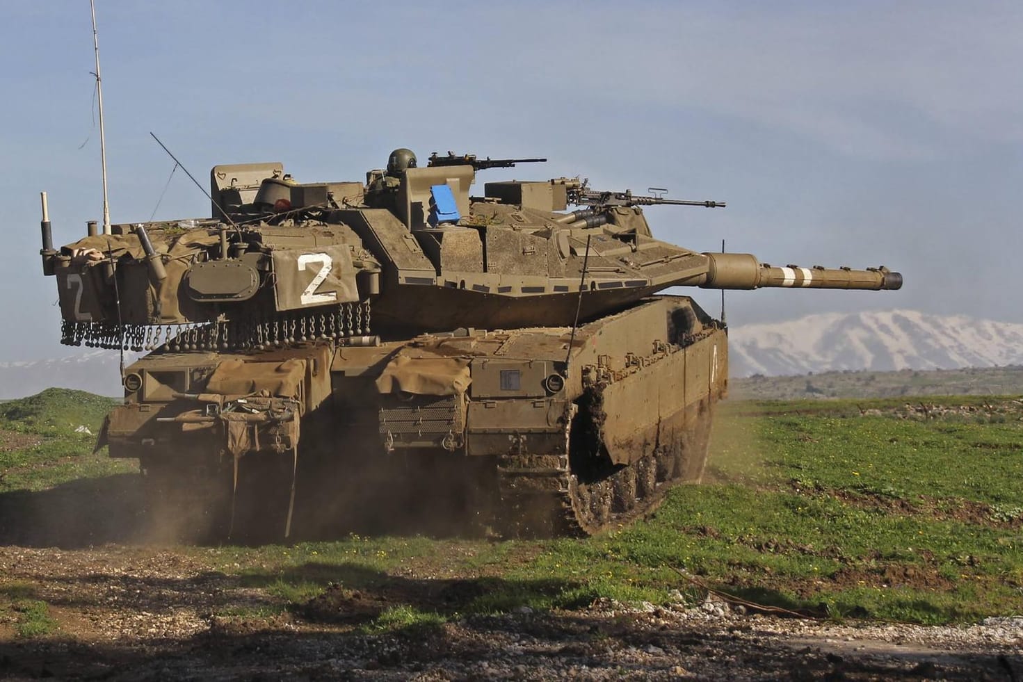 Ein israelischer Kampfpanzer bei einem Training auf den Golan-Höhen.