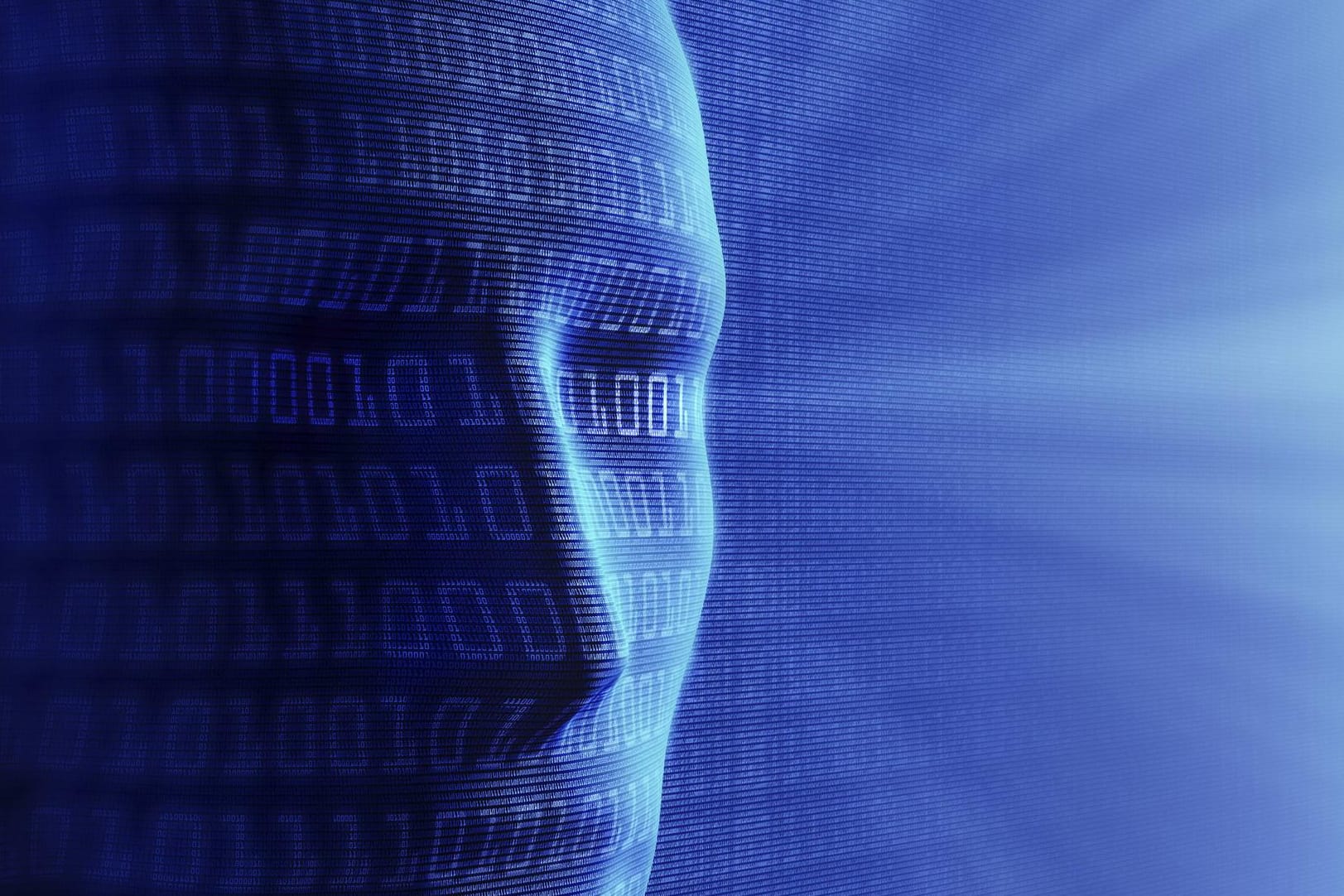 Menschliches Gesicht hinter Binärcode: Mithilfe von künstlicher Intelligenz will die Bundeswehr Krisenfrüherkennung betreiben (Symbolbild).