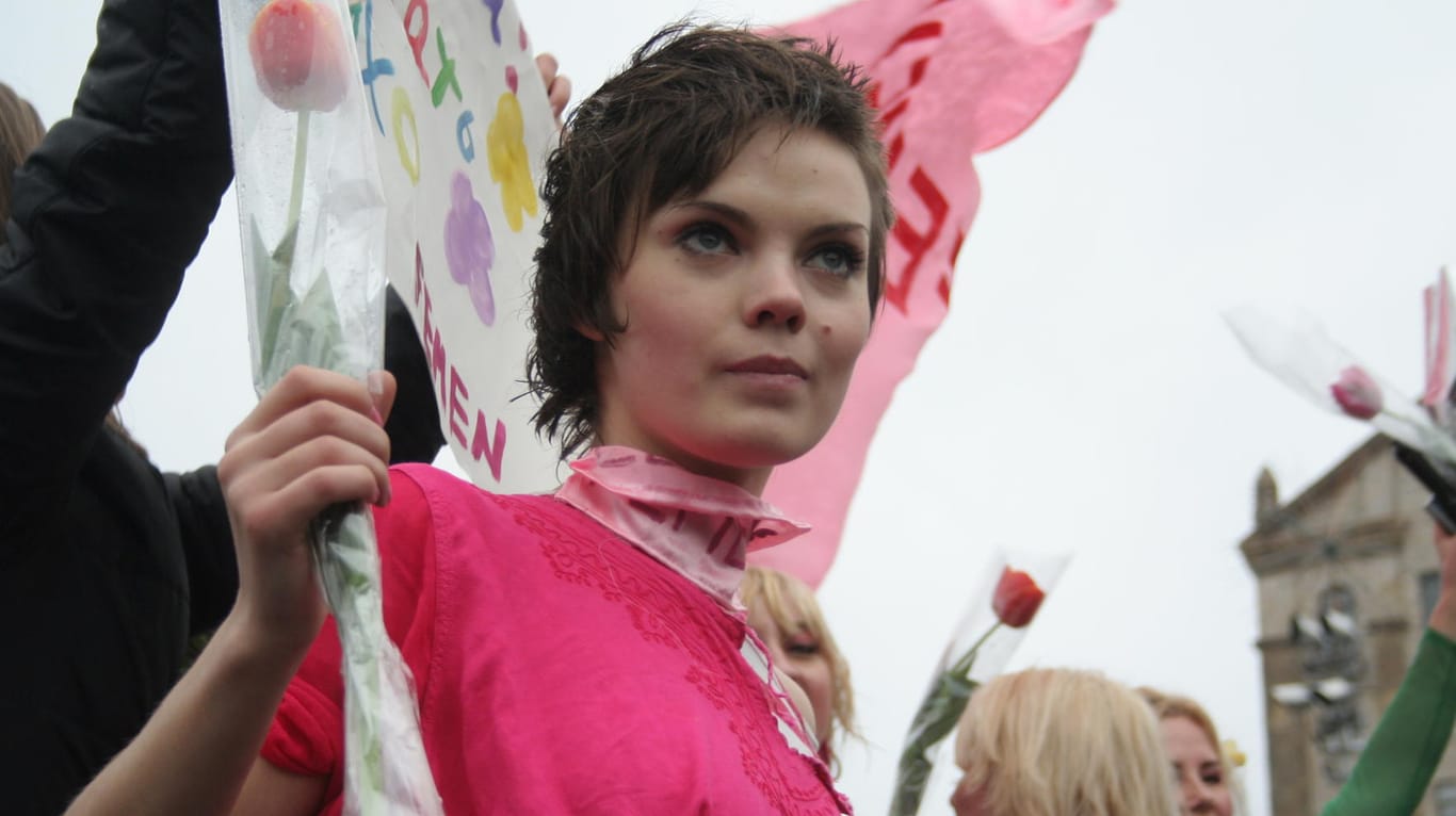Oksana Schatschko bei einer Demonstration im März 2009.