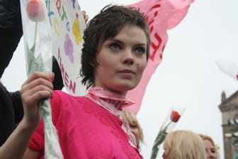 Oksana Schatschko bei einer Demonstration im März 2009.