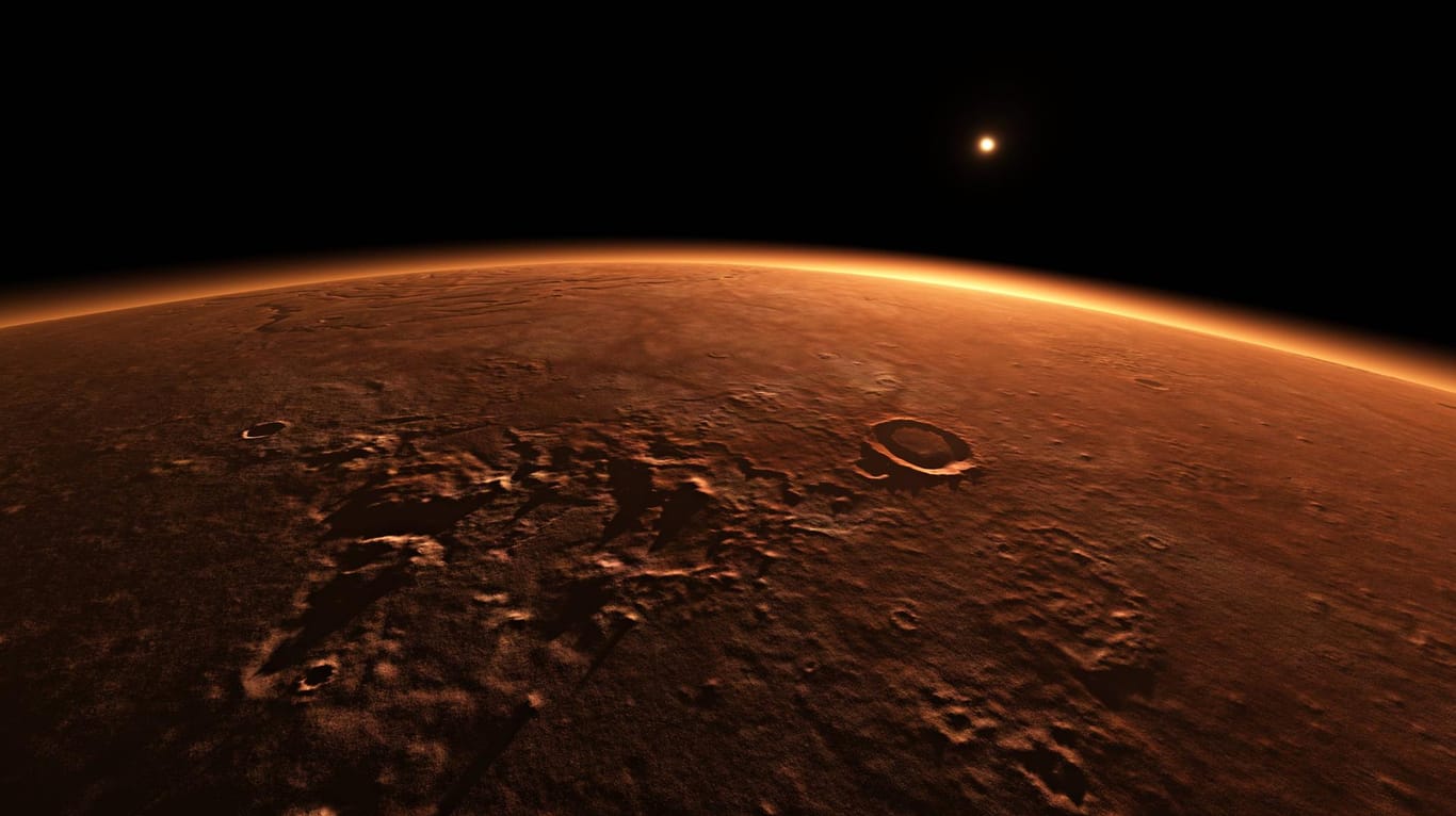 Eine Illustration des Planeten Mars: Während es unterirdisch Wasser auf dem Planeten zu geben scheint, erschweren kalte Temperaturen und die Bodenbeschaffenheit allerdings das Vorhandensein von Leben auf dem "roten Planeten".
