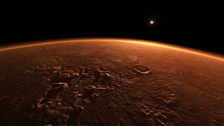 Eine Illustration des Planeten Mars: Während es unterirdisch Wasser auf dem Planeten zu geben scheint, erschweren kalte Temperaturen und die Bodenbeschaffenheit allerdings das Vorhandensein von Leben auf dem "roten Planeten".