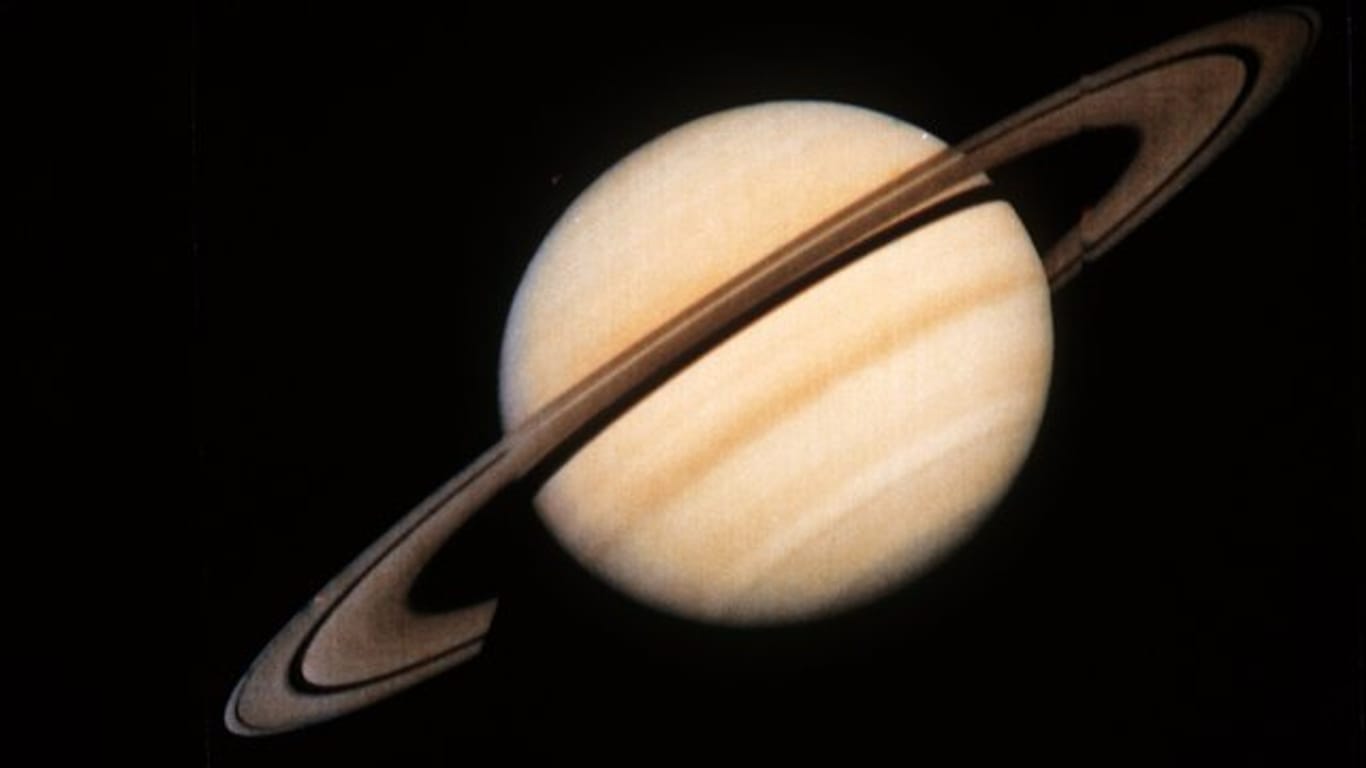 Der Saturn mit seinen Ringen, aufgenommen von der Sonde Voyager 1 der US-Raumfahrtbehörde NASA am 18.
