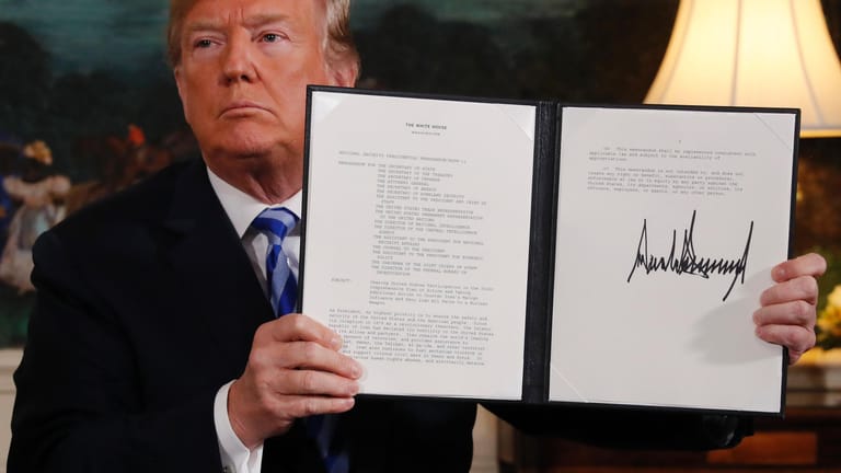 US-Präsident Trump im Mai: In einem Memorandum besiegelte er den Ausstieg der USA aus dem internationalen Atomabkommen.