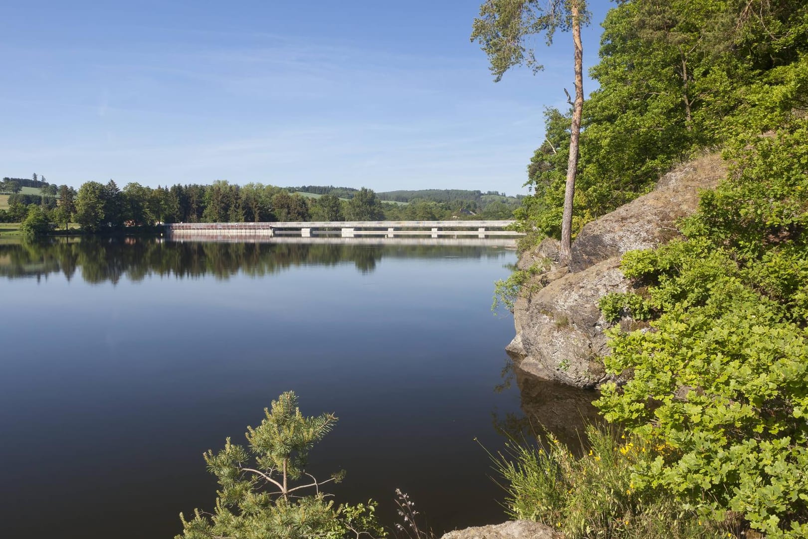 Talsperre Pirk im Vogtland, Sachsen (Archivbild): Am Mittwochabend wurden hier von Passanten zwei im Wasser schwimmende Leichen entdeckt. Die Polizei sucht jetzt nach Hinweisen.