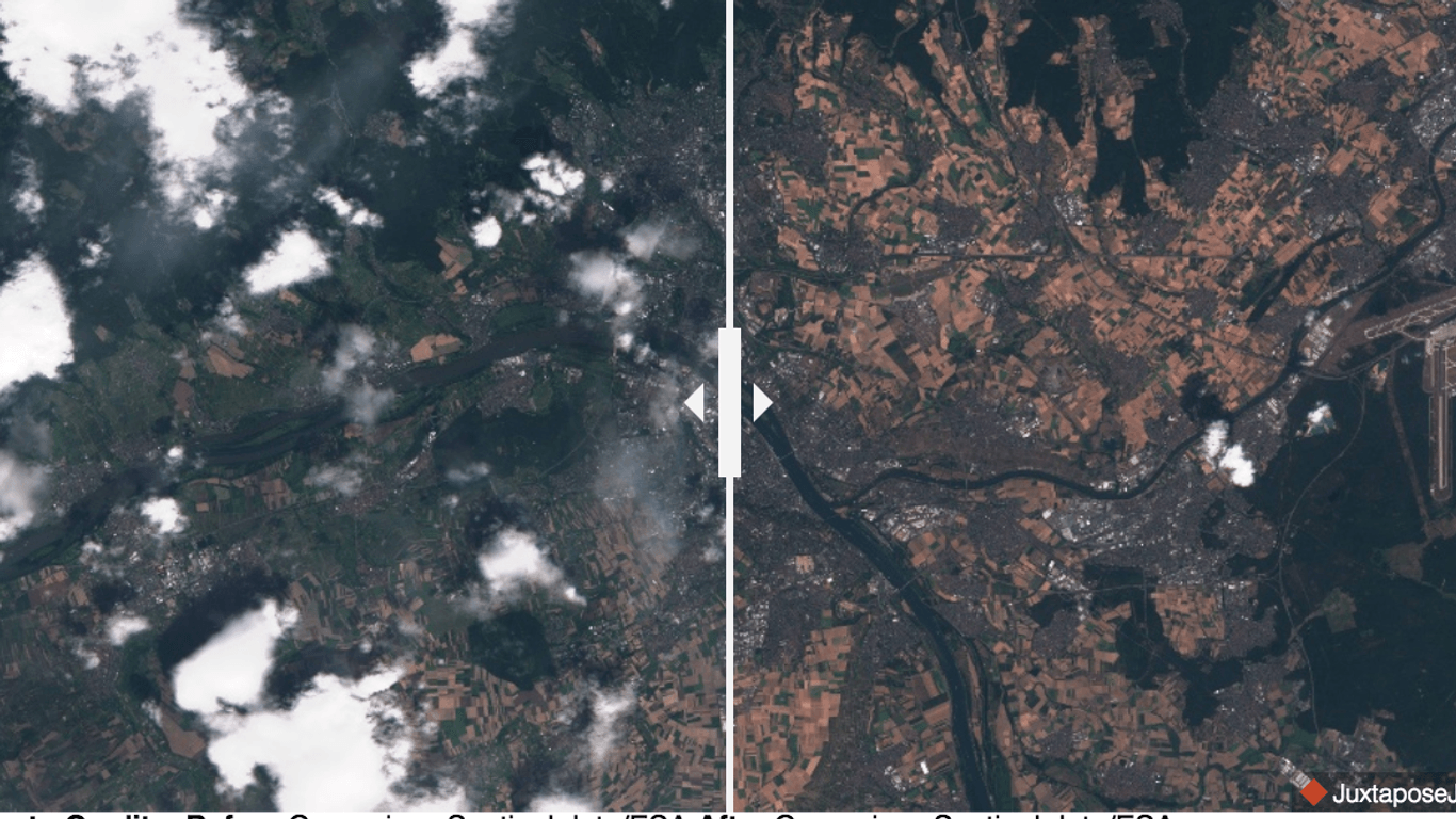 Satellitenbilder zeigen Dürre in Deutschland.