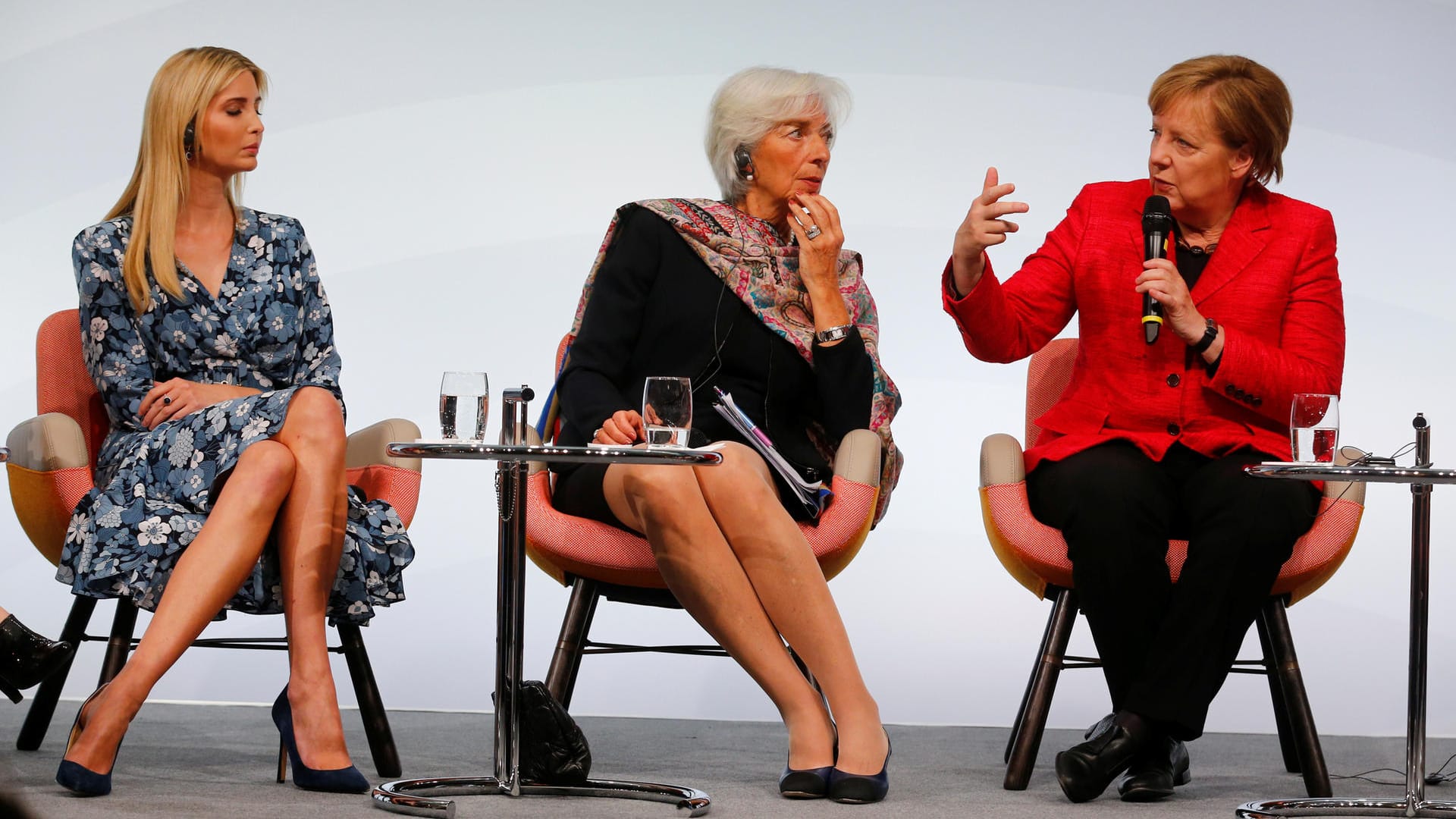 Angela Merkel lud Ivanka (mit IWF-Chefin Christine Lagarde) im April 2017 zum W20-Gipfel nach Berlin ein