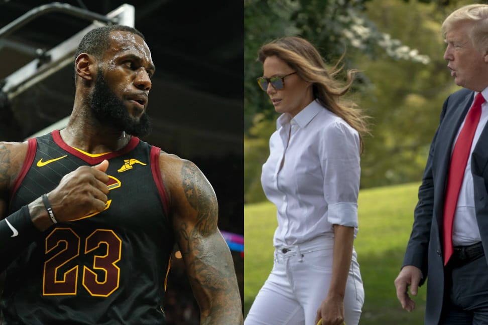 Im Clinch: LeBron James (l.) mit Donald Trump (r.) – und Donald Trump mit Melania Trump.