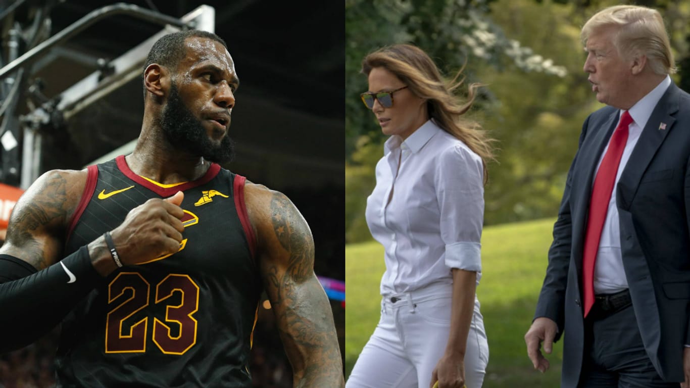 Im Clinch: LeBron James (l.) mit Donald Trump (r.) – und Donald Trump mit Melania Trump.