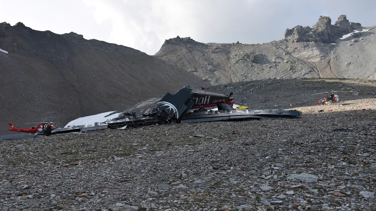 Das Wrack der verunglückten Ju-52: Keiner der Insassen überlebte den Anbsturz.