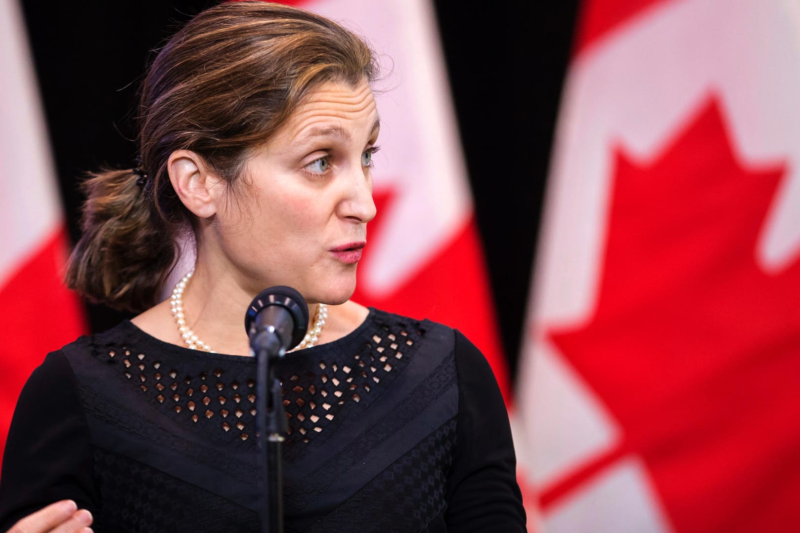 Chrystia Freeland, Außenministerin von Kanada: Nach Kanadas Kritik an der Inhaftierung eines Aktivisten in Saudi-Arabien, fror Riad ein Handelsabkommen zwischen beiden Ländern ein.