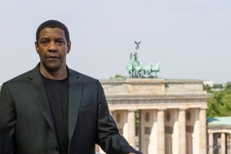 Denzel Washington auf der Terrasse der Akademie der Künste in Berlin.