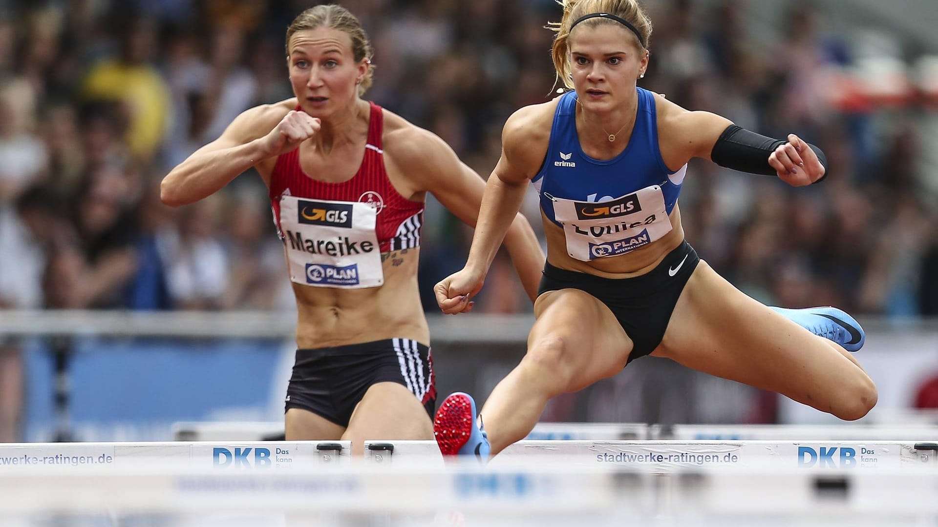 Mareike Arndt (l.) und Louisa Grauvogel (hier beim Mehrkampf-Meeting in Ratingen) gehören zu den besten deutschen Siebenkämpferinnen.