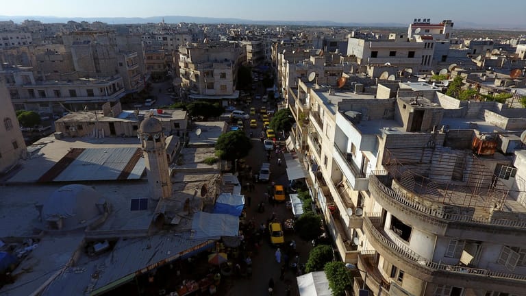 Die Innenstadt von Idlib: Die Bewohner der Provinz wurden von Machthaber Assad mit Flugblättern aufgefordert, sich zu ergeben.