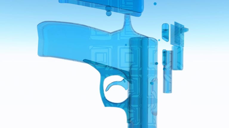 Blaupause einer Schusswaffe (Symbolbild): Facebook hat angekündigt künftig selbst gegen das Verbreiten von Bauplänen von Schusswaffen aus dem 3D-Drucker vorzugehen.