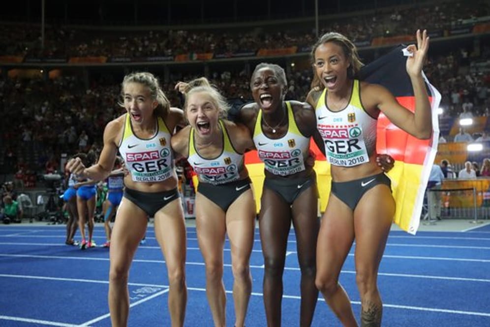 Die deutsche 4 x 100 m Staffel der Frauen gewann bei der Leichtathletik-EM in Berlin Bronze.
