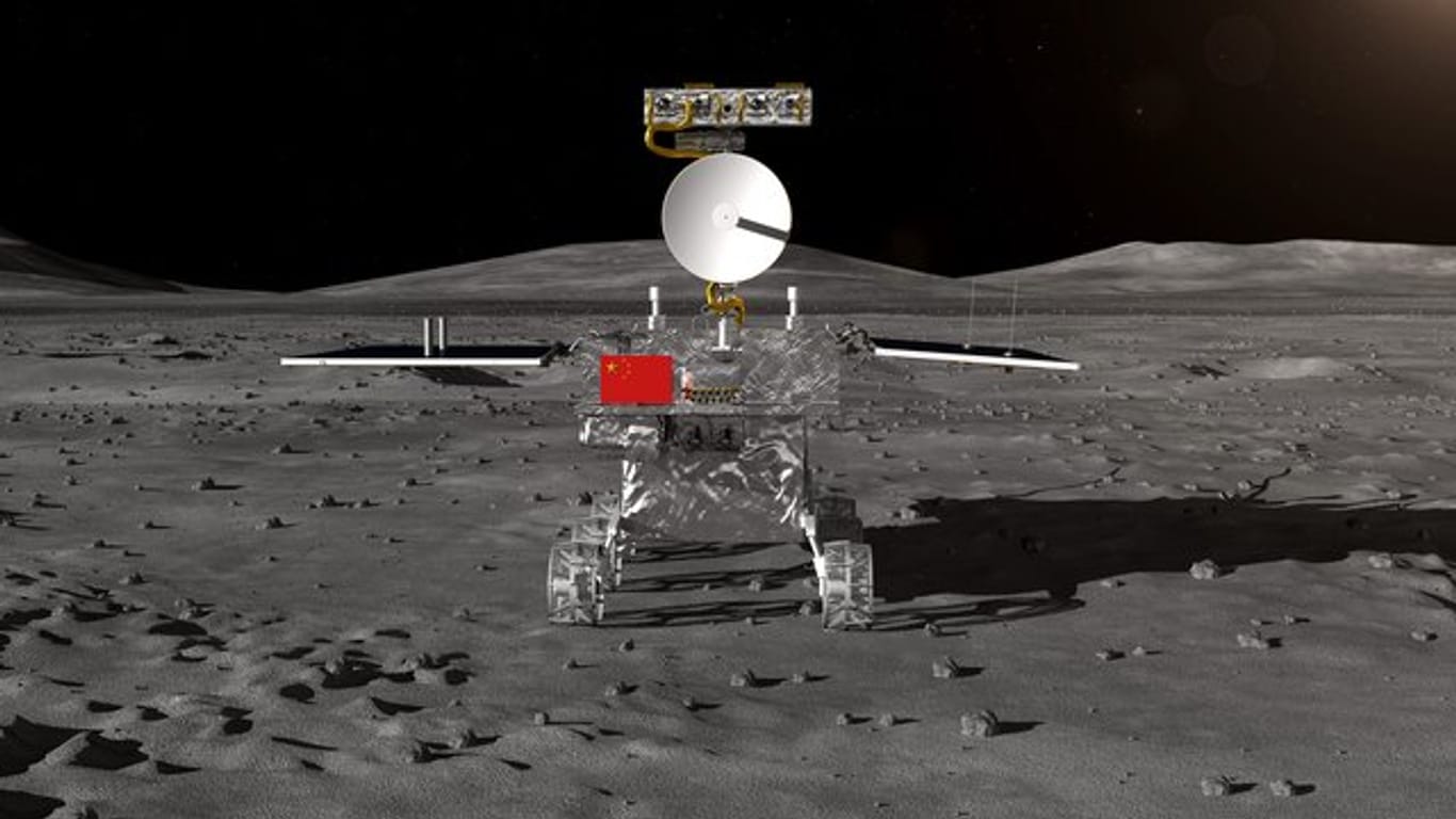 Das von der staatlichen chinesischen Verwaltung für Wissenschaft, Technologie und Industrie zur Verfügung gestellte Computerrendering zeigt den noch unbenannten chinesischen Mondrover.