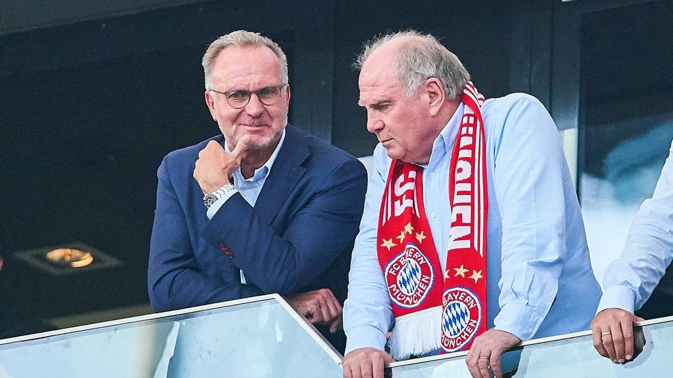 Karl-Heinz Rummenigge (l.) und Uli Hoeneß: Tätigen die Bayern-Bosse bald den teuersten Zugang der Vereinsgeschichte?