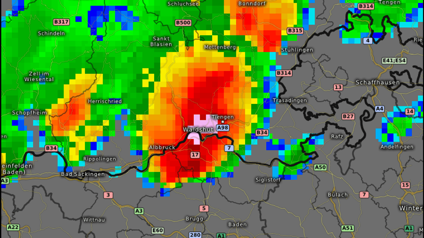 Wetterradar vom 2. August 2017