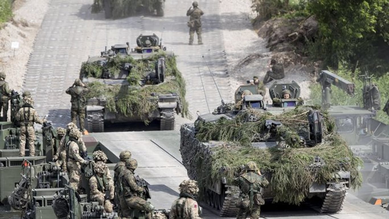 Bundeswehrsoldaten während des Nato-Manövers "Iron Wolf 2017" in Litauen.