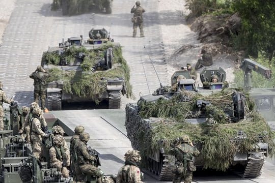 Bundeswehrsoldaten während des Nato-Manövers "Iron Wolf 2017" in Litauen.