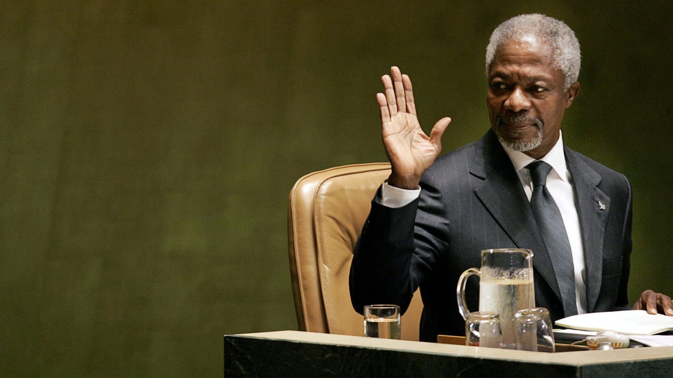 Kofi Annan vor der UN-Vollversammlung: Er führte die Weltgemeinschaft von 1997 bis 2006 als Generalsekretär an.