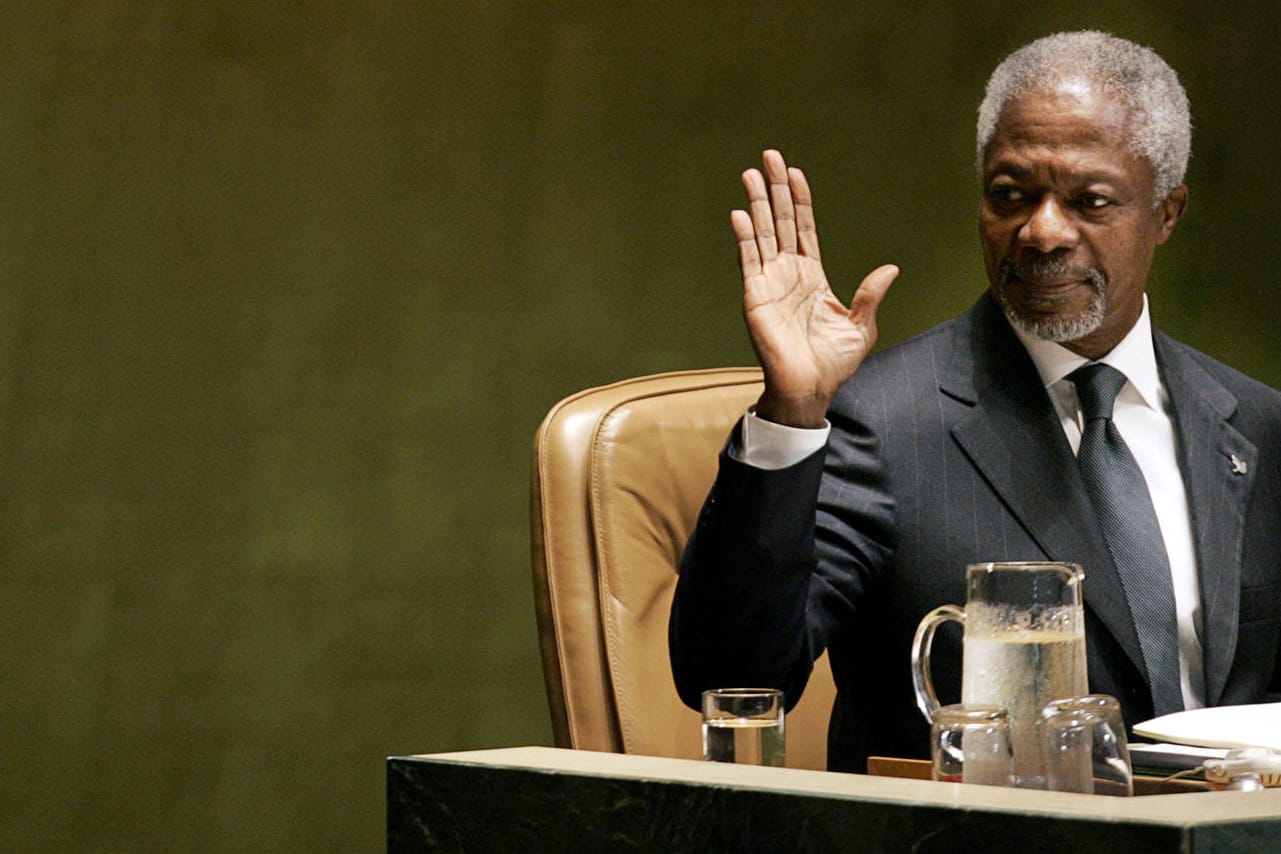 Kofi Annan vor der UN-Vollversammlung: Er führte die Weltgemeinschaft von 1997 bis 2006 als Generalsekretär an.