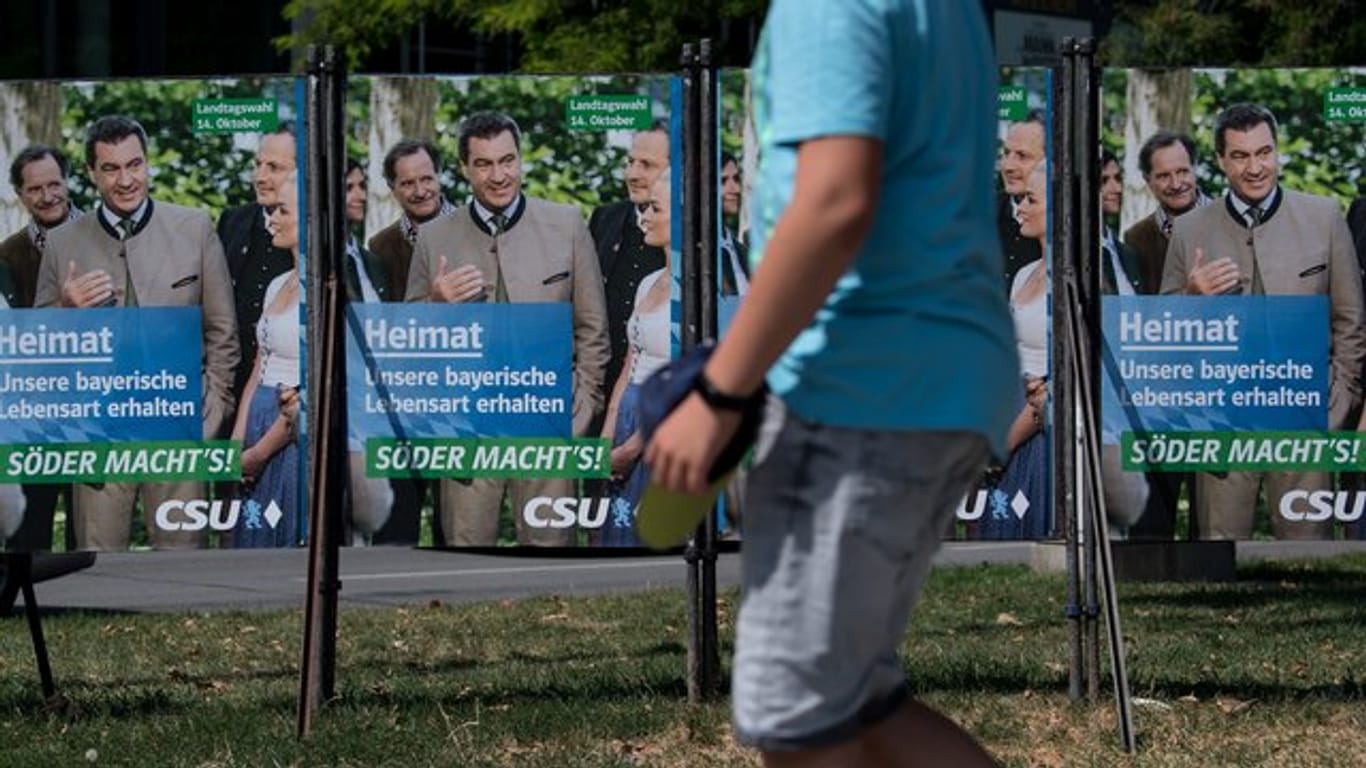CSU-Wahlplakate mit dem Slogan "Söder macht's" in München.