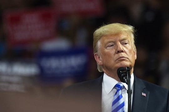 US-Präsident Donald Trump spricht bei einer Kundgebung.