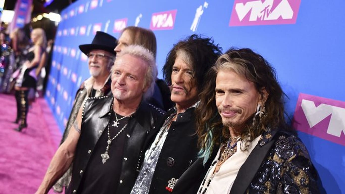 Steven Tyler (r) mit seinen Aerosmith-Kollegen bei der Verleihung der MTV Video Music Awards in New York.
