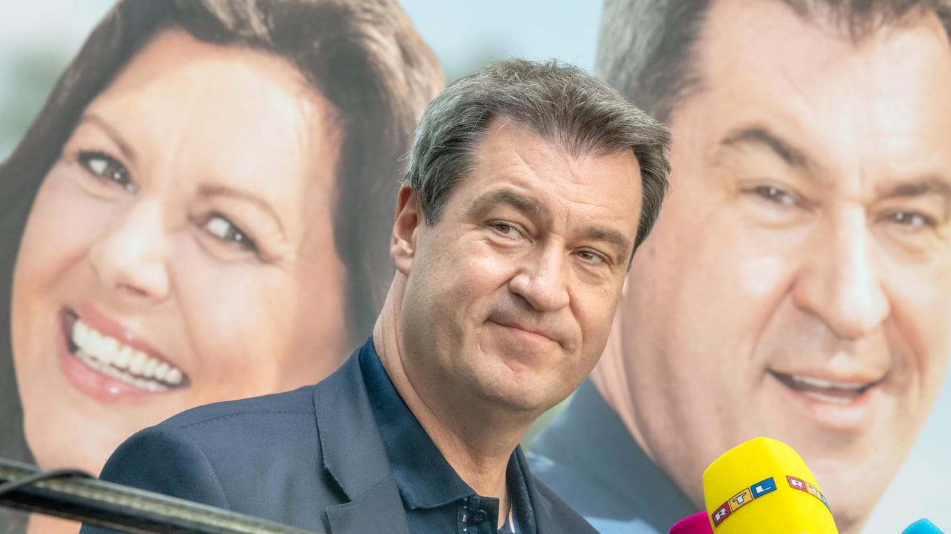 Markus Söder vor einem CSU-Wahlplakat: Der bayerische Ministerpräsident hat die SPD als politischen Gegner abgeschrieben.