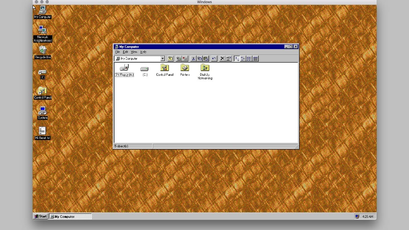 Nolstalgie als App: Windows 95 kommt mit goldenem Hintergrund.