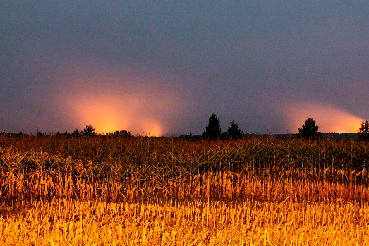 Waldbrand in Brandenburg: Auch in der Nacht zu Samstag brennt der Wald zwischen Treuenbrietzen und Jüterbog.