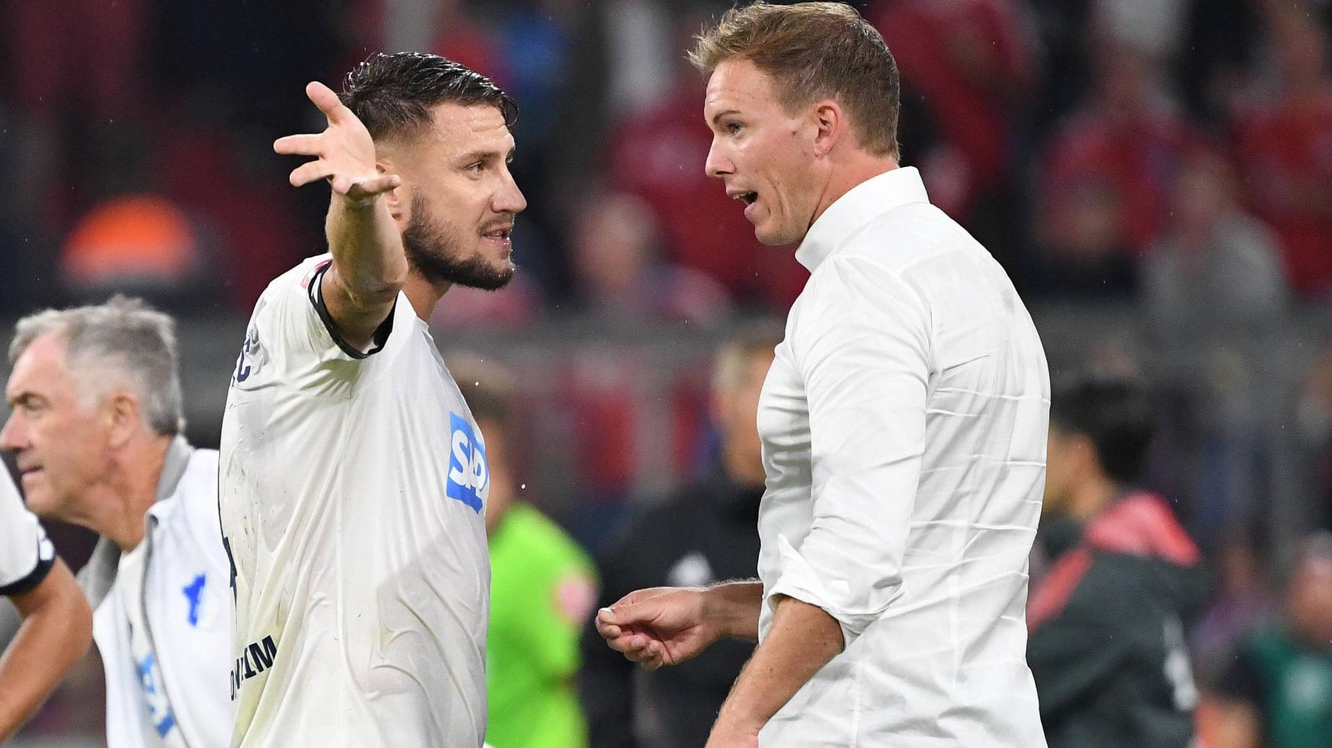 Sauer: Hoffenheims Nagelsmann (r.) mit Verteidiger Bicakcic.