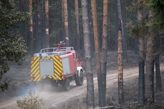 Feuerwehrleute sind noch zur Bekämpfung von Glutnestern der Waldbrände im Einsatz.