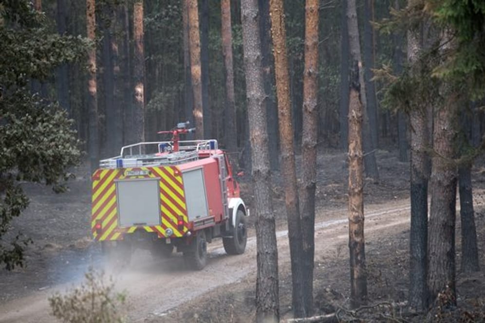 Feuerwehrleute sind noch zur Bekämpfung von Glutnestern der Waldbrände im Einsatz.