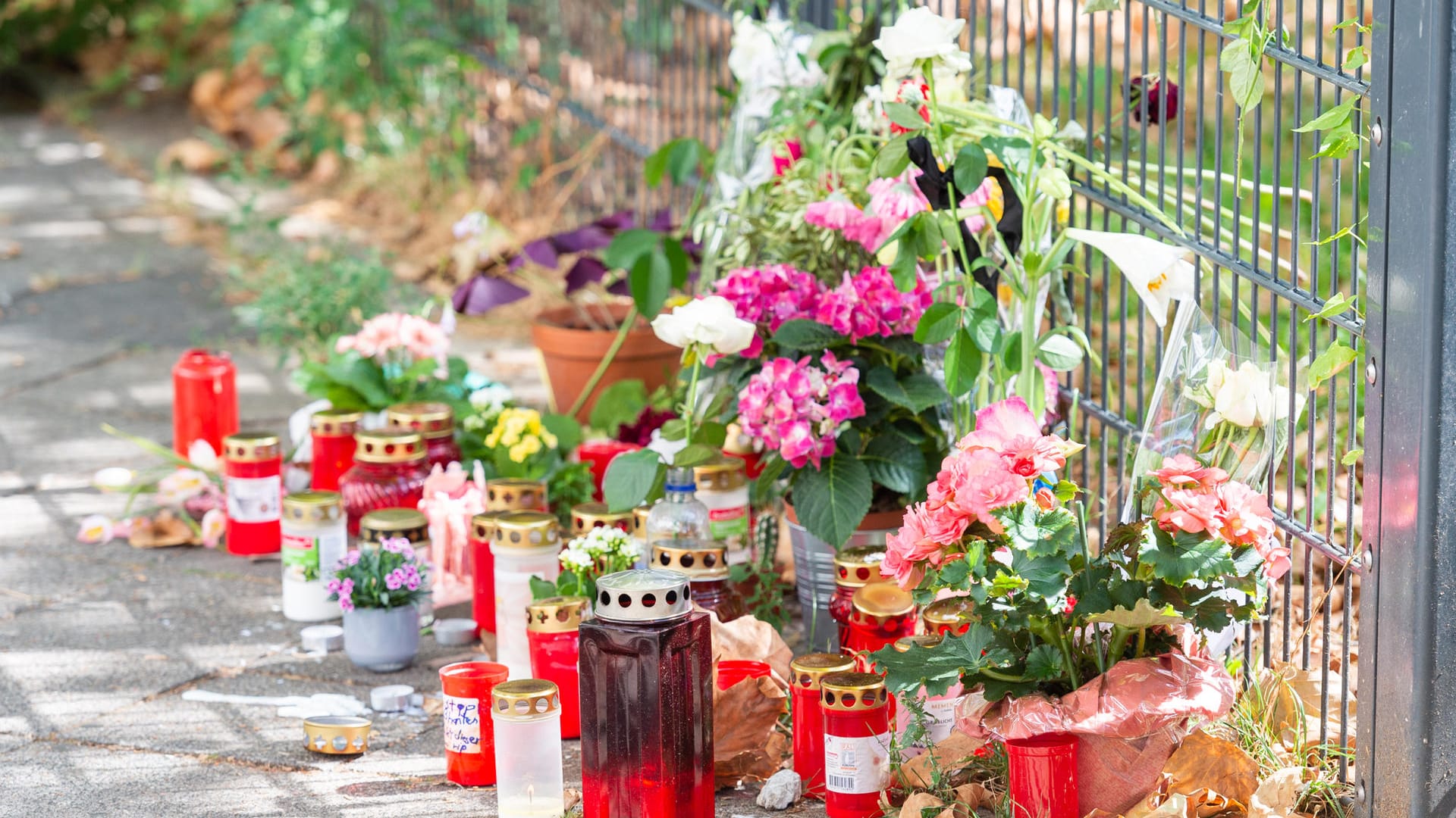 Blumen an der Stelle, wo Ali S. in Düsseldorf eine Frau niedergestochen haben soll. Eineinhalb Wochen nach der Tat wurde der Verdächtige nun gefasst.